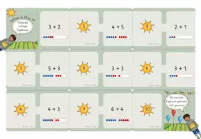 Vorschau - Stationenlernen - 7x Domino Addition im Zahlenraum bis 20, differenziert, mit Selbstkontrolle - Seite 1