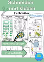 Vorschau - Mal- und Bastelvorlagen - Ausschneiden und kleben Frühblüher - Wortschatz basteln Feinmotorik (Grundschule) - Deckblatt