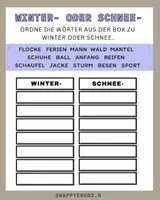 Vorschau - Arbeitsblätter - Winter- oder Schnee- Wörter - Deckblatt