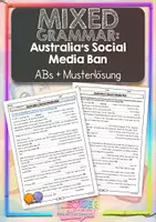 Vorschau - Arbeitsblätter - MIXED GRAMMAR: Australia‘s Social Media Ban • ABs + Musterlösung - Deckblatt