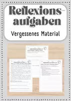 Vorschau - Arbeitsblätter - Reflexionsaufgaben vergessenes Material - Deckblatt
