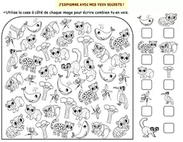 Aperçu - Feuilles d'exercices - Les petits espions – Je vois, je cherche et je compte! - Page 1