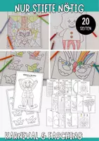 Vorschau - Mal- und Bastelvorlagen - Bastel- und Rätselset - Kunst für Karneval & Fasching - Deckblatt