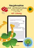 Vorschau - Arbeitsblätter - 🍀Neujahrsätze | Übungsblatt Groß- und Kleinschreibung | Deutsch | DaZ | DaF | 2. und 3. Klasse| mit Lösung | Grammatik | Satzanfang - Deckblatt