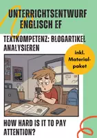 Vorschau - Stundenentwürfe - Unterrichtsentwurf Englisch EF (Gym/Ge) – Blogartikel deuten, sprachliche Mittel, Social Media - Deckblatt