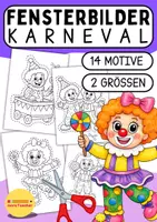 Vorschau - Mal- und Bastelvorlagen - 🎪 Fensterbilder Clowns – 14 Motive in 2 Größen | Fasching - Deckblatt