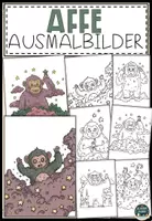 Vorschau - Mal- und Bastelvorlagen - Affe Arbeitsblätter: Ausmalbilder, Schleichdiktat, Symmetrie und Lesemalblatt Materialpaket - Seite 1