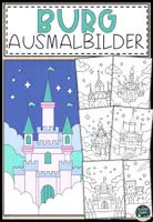 Vorschau - Mal- und Bastelvorlagen - Burg Ausmalbilder für Vorschule & Kindergarten - Deckblatt