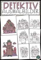 Vorschau - Mal- und Bastelvorlagen - Geheimnisvolle Detektiv Ausmalbilder - Deckblatt