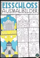 Vorschau - Mal- und Bastelvorlagen - Eisschloss-Ausmalbilder für fantasievolles Ausmalen - Deckblatt
