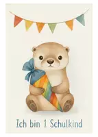 Vorschau - Mal- und Bastelvorlagen - Aquarelle Karte Einschulung Otterklasse - Seite 1