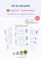 Vorschau - Arbeitsblätter - En la escuela - Spanischer Tandem-Bogen (4fach differenziert) - Deckblatt