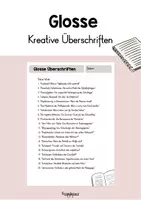 Vorschau - Arbeitsblätter - JOURNALISTISCHE TEXTE - Kreative Glosse Überschriften - Deckblatt