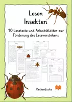 Vorschau - Arbeitsblätter - Lesen: Insekten - Leseverstehen - Deckblatt