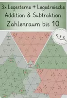 Vorschau - Stationenlernen - Addition + Subtraktion ZR 10, 3x Legesterne + 3x Dreiecke - Deckblatt