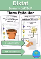 Vorschau - Arbeitsblätter - Diktat - Thema Frühblüher - DaZ/DaF / Deutsch (Klasse 1 bis 4) - Deckblatt