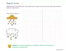 Aperçu - Matériel pour travaux manuels / dessin - Symétrie enfant – Nuage et pluie à compléter | Activité éducative PDF - Page 3