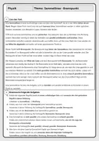 Vorschau - Arbeitsblätter - Sammellinse - Brennpunkt und Brennweite Optik - Deckblatt