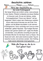 Vorschau - Mal- und Bastelvorlagen - Frühblüher: Leseverstehen und Wortschatz - DaZ/DaF • Deutsch • Sachunterricht - Seite 1
