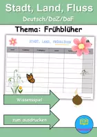 Vorschau - Spiele - Stadt Land Fluss: Frühblüher - DaZ/DaF / Deutsch (Klassenspiel) - Wortschatz - Deckblatt