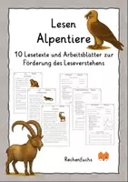 Vorschau - Arbeitsblätter - Lesen: Alpentiere / Bergtiere - Leseverstehen - Deckblatt