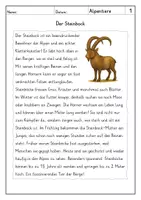 Vorschau - Arbeitsblätter - Lesen: Alpentiere / Bergtiere - Leseverstehen - Seite 1