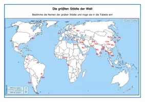 Vorschau - Arbeitsblätter - Die größten Städte der Welt - Atlasarbeit - Seite 1