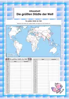 Vorschau - Arbeitsblätter - Die größten Städte der Welt - Atlasarbeit - Deckblatt