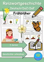 Vorschau - Unterrichtsreihen - Reizwortgeschichten Thema Frühblüher - DaZ/DaF / Deutsch (Geschichten schreiben) - Deckblatt