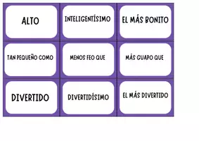 Vista previa - Juegos / Gamificación - Juego tarjetas adjetivos y sus grados - página 1