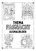 Vorschau - Mal- und Bastelvorlagen - Karneval / Fasnacht Ausmalbilder - Deckblatt