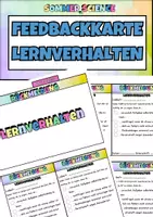Vorschau - Fördermaterial/Inklusion - Feedbackkarte Lernverhalten – Rückmeldung & Bewertung Schule Rückmeldebogen Feedbackbogen Reflexion - Deckblatt