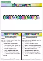 Vorschau - Fördermaterial/Inklusion - Feedbackkarte Sozialverhalten – Bewertung & Rückmeldung Schule Rückmeldebogen Feedbackbogen Reflexion - Seite 3