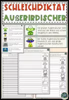 Vorschau - Arbeitsblätter - Außerirdischer Schleichdiktat, Ausmalbilder Materialpaket - Deckblatt