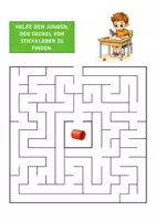 Vorschau - Arbeitsblätter - Labyrinth – Finde den Deckel vom Stickkleber (Kostenlos) - Deckblatt