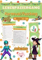 Vorschau - Arbeitsblätter - Lesespaziergang - Karneval/Fasching (Klasse 1-2) - Deckblatt