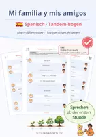 Vorschau - Arbeitsblätter - Mi familia y mis amigos – Spanischer Tandem-Bogen (4-fach differenziert) - Deckblatt