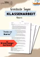 Vorschau - Klassenarbeiten - Klassenarbeit Daidalos und Ikaros Sagenmerkmale Klasse 6 - Deckblatt