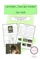 Vorschau - Stationenlernen - Lerntheke: Der Wolf (Tiere des Waldes) - Deckblatt