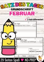 Vorschau - Arbeitsblätter - Sätze schreiben / Satz des Tages / Schüttelsätze (Grundschrift) schreiben Februar - Deckblatt
