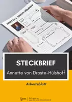 Vorschau - Arbeitsblätter - Steckbrief Annette von Droste-Hülshoff - Deckblatt