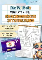 Vorschau - Spiele - Ergonomische Sitzhaltung | Die PixiBots | Merkblatt, Arbeitsblatt & Spiel | Klasse 5/6 | Informatik - Deckblatt