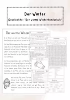 Vorschau - Arbeitsblätter - Der Winter: Lesetext "Der warme Winterhandschuh" (inklusive Übungen und Lösungen) - Deckblatt