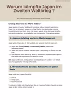 Vorschau - Merkblätter - Lernkarte - Warum kämpfte Japan im Zweiten Weltkrieg ? - Deckblatt