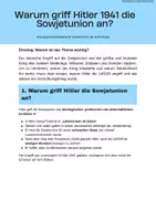 Vorschau - Merkblätter - Lernkarte - Warum griff Hitler 1941 die Sowjetunion an? - Deckblatt