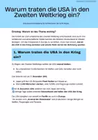 Vorschau - Merkblätter - Lernkarte + Quiz: Warum traten die USA in den Zweiten Weltkrieg ein ? - Deckblatt