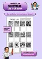 Vorschau - Arbeitsblätter - Arbeitsblatt „Texturen übertragen“ – Muster zeichnen und genau beobachten - Deckblatt
