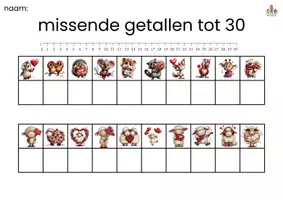 Voorbeeld - Missende getallen tot 30 valentijn bewegend leren - Pagina 3