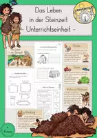 Vorschau - Stundenentwürfe - Leben in der Steinzeit Wohnen Essen Höhlenmalerei Unterrichtseinheit - Deckblatt