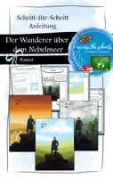 Vorschau - Mal- und Bastelvorlagen - Der Wanderer über dem Nebelmeer: Schritt für Schritt Anleitung - Deckblatt